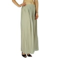 thumbnail image 2 of Bimba Pantalon Long Évasé Large Jambe Plissée Style Jupe pour Femmes, 2 of 6