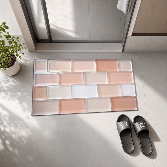 Gallickan Pink Brick 3D Visual Diatomite Bath Mat Super Absorbent Quick Dry Non-Slip Soft Floor Rug for Bathroom Shower Toilet Decor