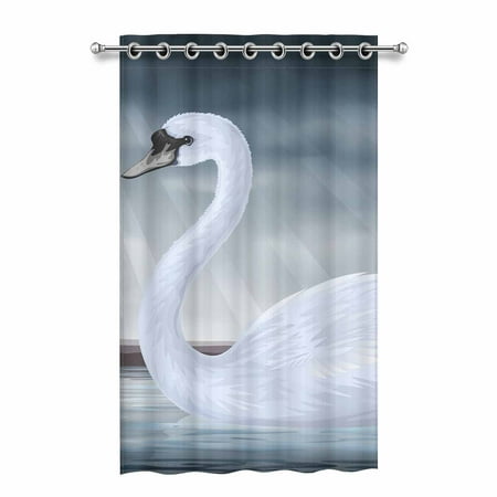 - MKHERT Graceful White Mute Swan Blackout Window Curtain Drapes Bedroom Living Room Kitchen Curtains 52x84 inch