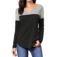 thumbnail image 2 of Unique Bargains T-Shirt Casual à Manches Longues à Col en V pour Femmes, 2 of 7