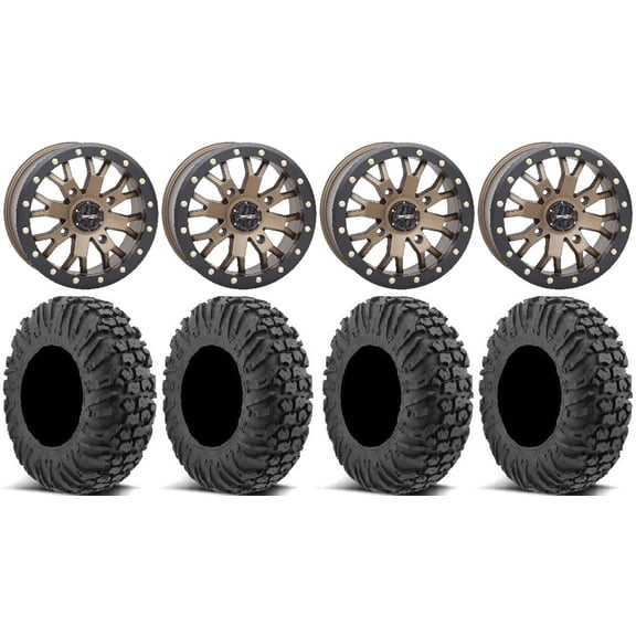 System 3 SB-4 Bronze (6 1) 15" Wheels 32" MotoVator Tires Can-Am Commander Maverick Renegade Outlander Defender
