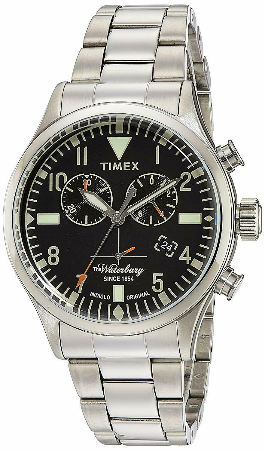 Timex TW2R24900 Men's Waterbury Stainless Steel Black Dial Chronograph  Watch - Walmart.com
