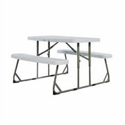 Classroom Essentials Easy-Fold White Folding Plastic Kids Outdoor Picnic Table and Benches - Commercial Grade - Seating for 4 Kids