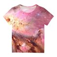 thumbnail image 7 of Kids Space Galaxies T Shirts Short Sleeve 3D Graphic Tees Shirts Funny Crew Neck T-Shirts Neon Novelty Clothes Pink， 5 Years, 7 of 7