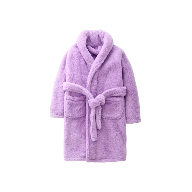 Qarigey de noche para niños Terciopelo coralino Cálido Clima frío Pijama para niños Manga larga Color sólido Bolsillo Ropa de dormir Pijama Púrpura claro Qarigey AP012907-03