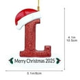 thumbnail image 3 of Personalized Initial Xmas Tree Ornament A-Z,2025 Christmas Letter Ornament,Red Glitter Santa Hat,4.1in Hanging Decoration for Christmas Tree, 3 of 6