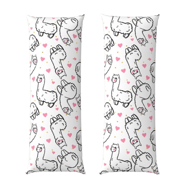 Balery Alpacas and Hearts Funda Protectora para Almohada Corporal de Algodón Hipoalergénico con Cierre(55 x 21 pulgadas), Almohadas No Incluidas