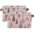 thumbnail image 2 of GZHJMY Storage Basket Christmas Tree Pink Foldable Canvas Laundry Baskets Bin Waterproof Inner Layer with Sturdy Handles for Toy Nursery Blanket Clothes 2 Pack, 2 of 7