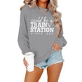 thumbnail image 3 of Fimkaul Women's Sweatshirt Hoodies Winter Fall Long Sleeve Casual Tops Fashion Letter Could Be A Train Station Kind Day Print Crew Neck Pullover Sweatshirts Grey XL, 3 of 4