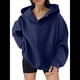 thumbnail image 1 of Sudadera con Capucha de Gran Tamaño para Mujer, Cuello en V, Forro , Larga, Estilo Y2K, Ropa de Otoño A Azul Marino XXL, 1 of 7