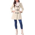 thumbnail image 2 of INSPIRE CHIC Hooded Toggle Button Up Duffle Coat for Women's Winter Outwear M Beige, 2 of 6