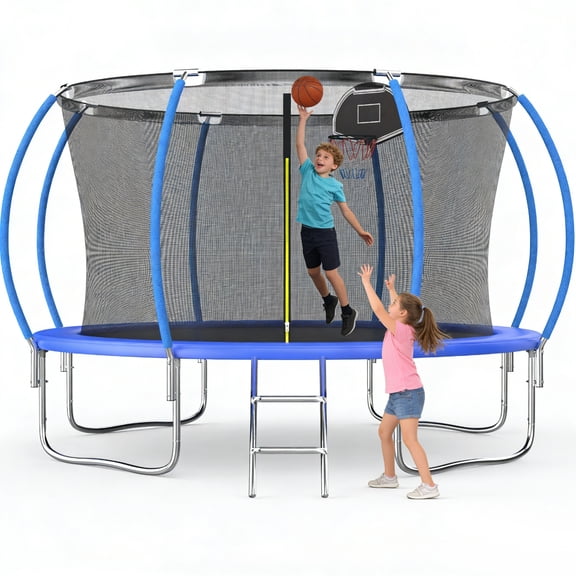 Shengchao Trade1000LBS 12FT Trampoline for Adults and Kids,Trampoline with Enclosure,Recreational Trampoline with Ladder, Heavy Duty Trampoline Capacity for 3-5 Kids