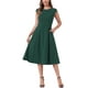 thumbnail image 1 of INSPIRE CHIC Vestido de Trabajo para Mujeres con Mangas Cortas, Elegante, Cintura Ceñida, Vestidos en A Línea, Talla XS, Verde Grisáceo, 1 of 6