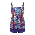 thumbnail image 2 of BLTIBY Two Piece Tankini Swimsuits for Women with Shorts Printed Sleeveless Tummy Control Bathing Suits Athletic Swimwear Purple XL, 2 of 9
