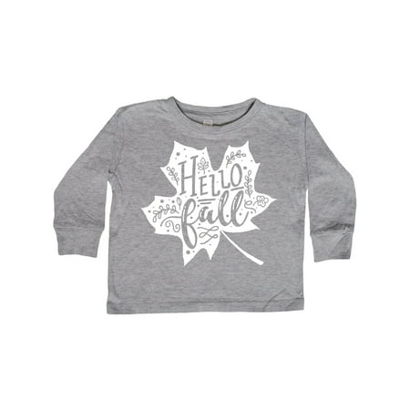 

Inktastic Hello Fall White Leaf Silhouette with Laurels Gift Toddler Boy or Toddler Girl Long Sleeve T-Shirt
