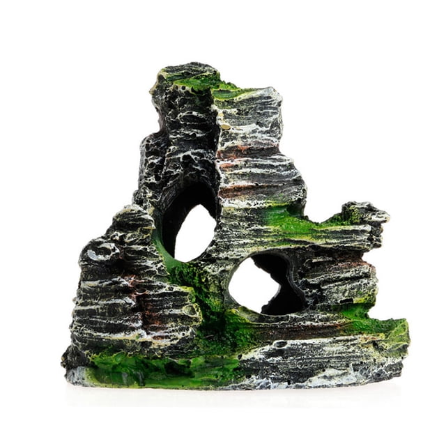 Decoración de acuario de resina Sunnimix adorno de piedra para cueva Paisaje del acuario 11x5x11cm