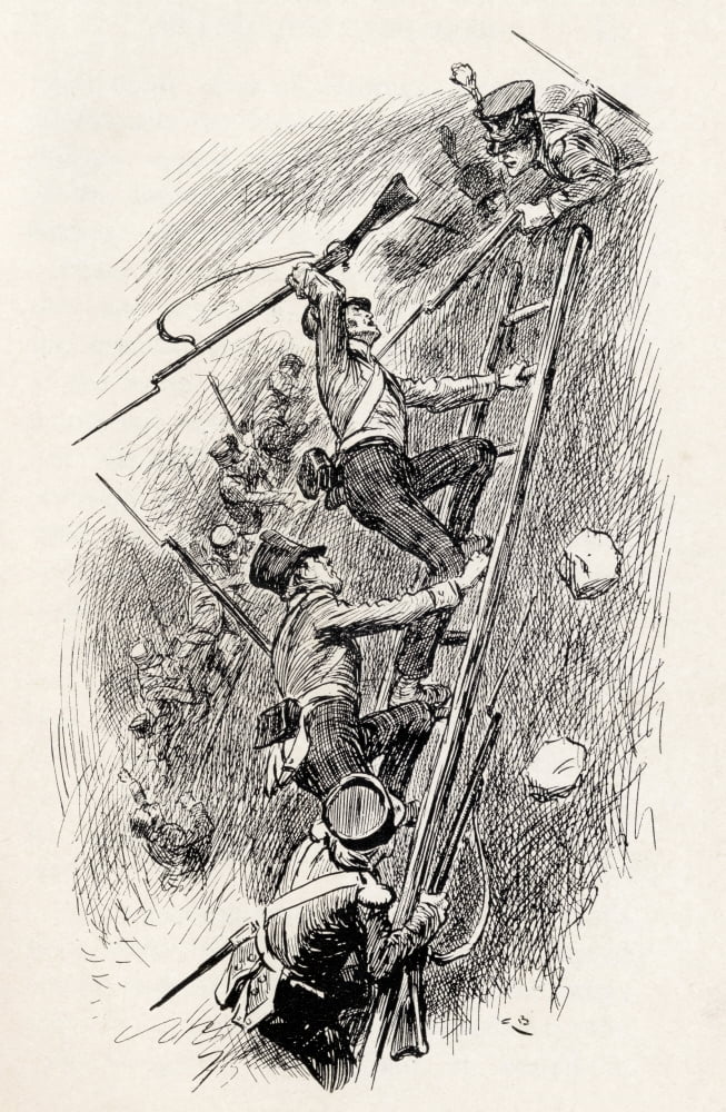 Combatants Who Struggled Fiercely To Destroy Each Other Illustration By Gordon Browne From Grant The Grenadier By Walter Wood Published By Routledge Circa 1912 Canvas Art - Ken Welsh Design Pics (11
