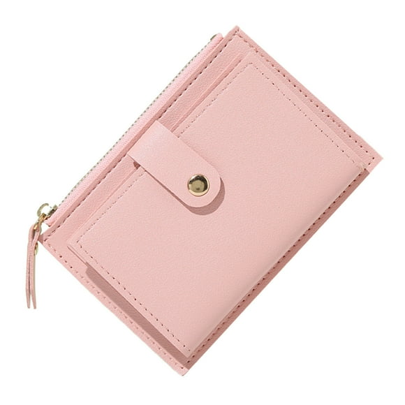 Bmisegm Ladies Zip Purse Card Slot Wallet Leather Purse Wallet Thin Wallets for Women Pink One Size