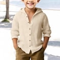 thumbnail image 2 of EnJoCho Boys Linen Hooded Shirt Long Sleeve Beach Top Lightweight Summer Teen Casual Vacation Sun Protection, 2 of 4