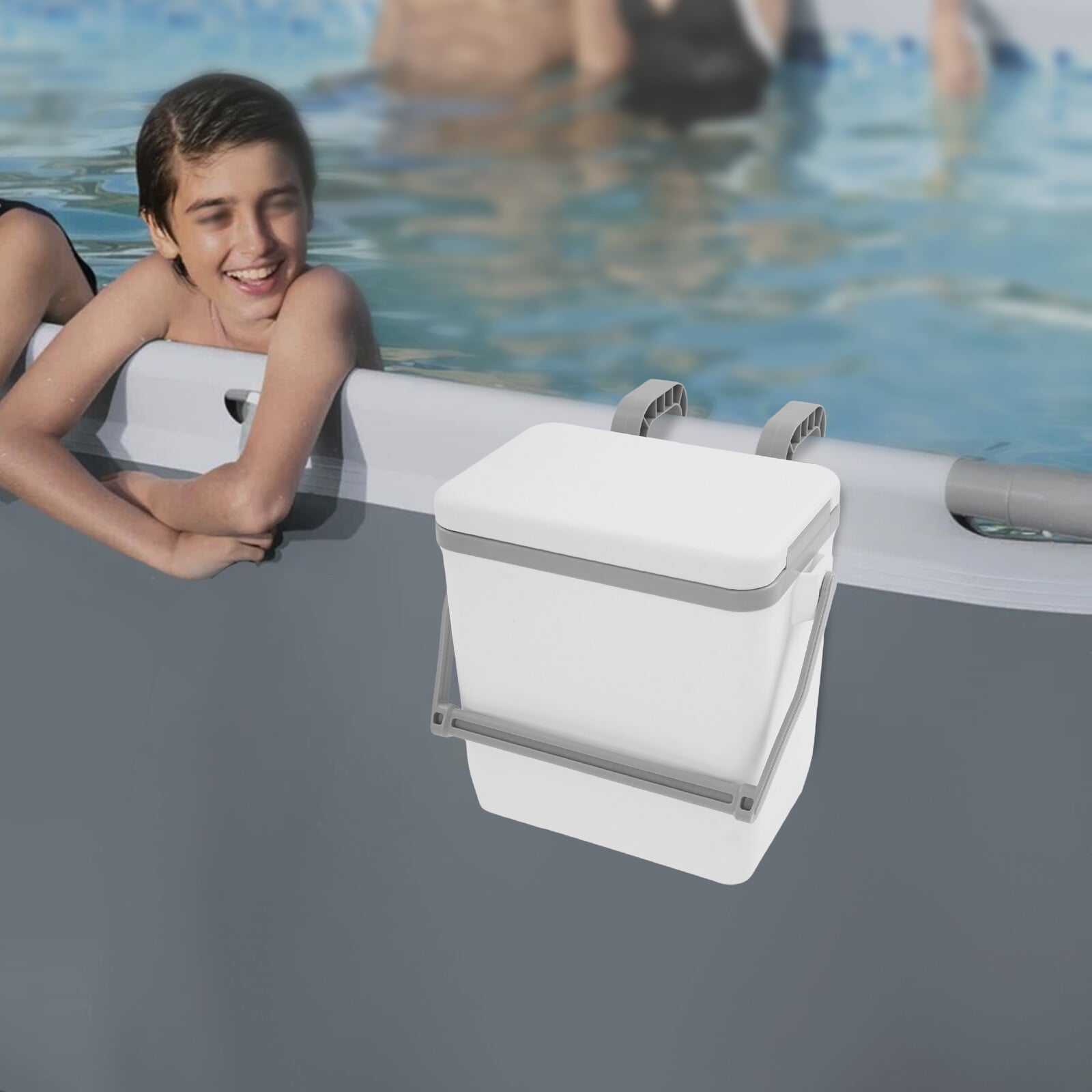 Portable Pool Cooler 10L/2.64Gal Insulated Hard Cooler with Handle Portable Swimming Poolside Ice Chest for Above Ground Pools, Beach, Camping, and Outdoor Parties
