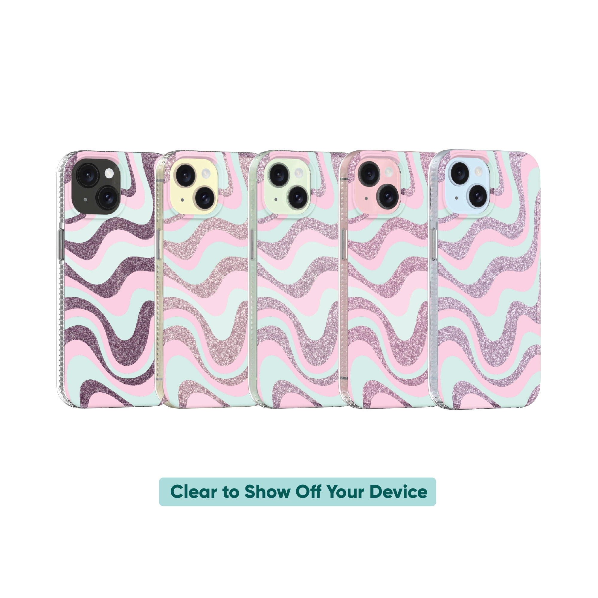 onn. Purple Glitter Swirl Phone Case for iPhone 17e / iPhone 16e / iPhone 15 / iPhone 14 / iPhone 13