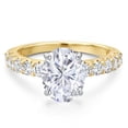 thumbnail image 3 of Gem Stone King 14K Two Tone Gold White Moissanite and Lab Grown Diamond Engagement Ring for Women | 3.65 Cttw | Oval 10X8MM | Gemstone Birthstone | Size 5, 3 of 7