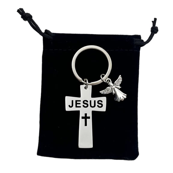 Christmas Gift Cross Keychain Christian Jewelry for First Communion Baptism Confirmation Religious Men Jesus