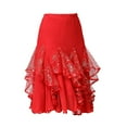 thumbnail image 3 of Womens Latin Dance Skirt Training Stage Performance Dress Ballroom Costumes Red, 3 of 8