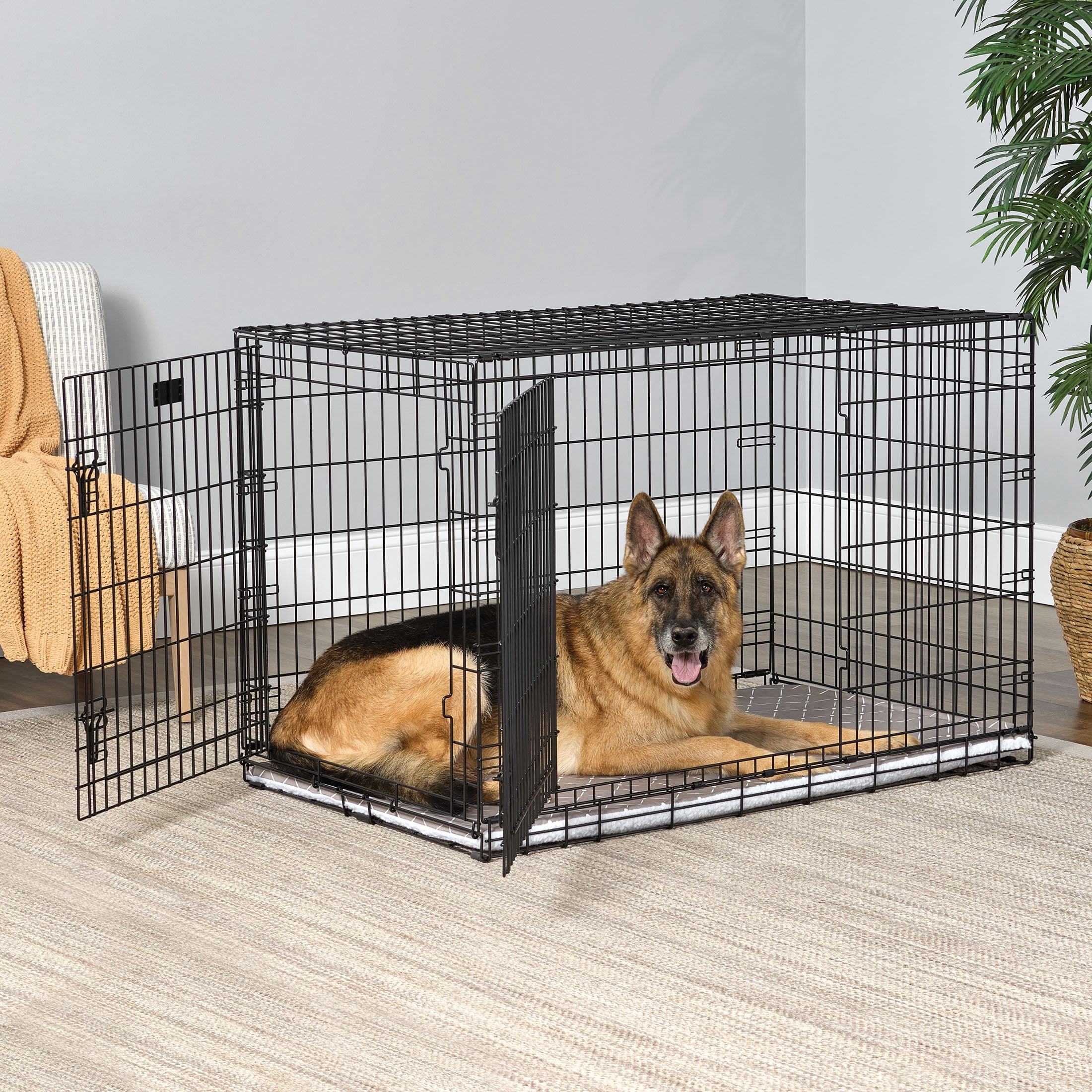 MidWest Homes for Pets QuietTime Reversible Dog Crate Pan Cover, 48 inch, Fleece, Mushroom Diamond
