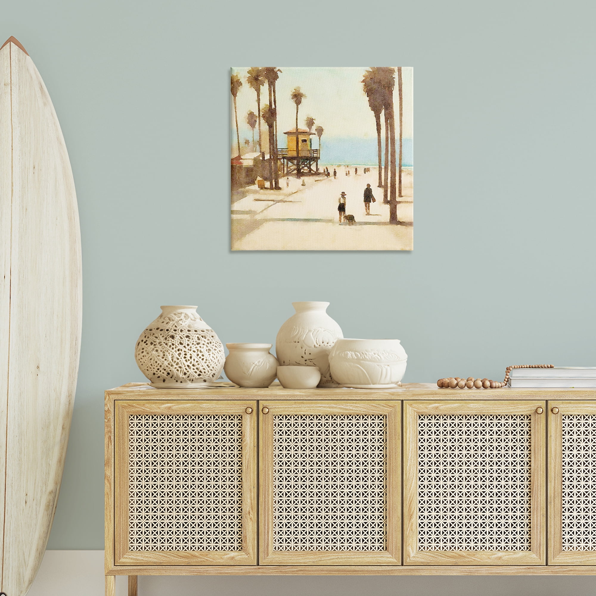 Stupell Industries End Of Road Beach People Painting Wrapped Canvas Art Print Wall Art, 30 x 30