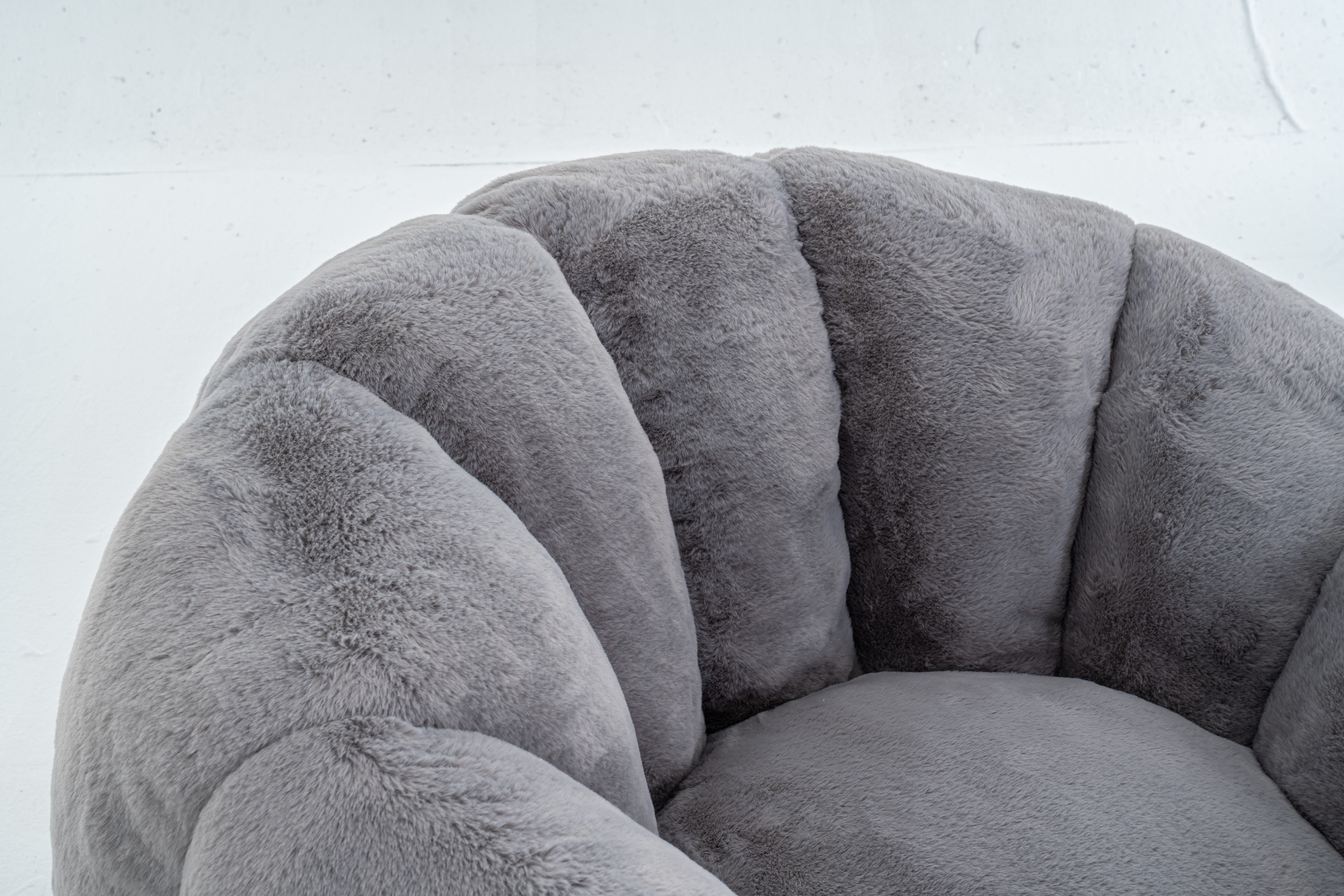 Eyisean 45" Fluffy Bean Bag Chair for Adults with Floral-Shaped Backrest, Comfy Soft Cloud Reading Chair with Faux Fur & Foam, Lazy Lounge Single Sofa for Bedroom, Living Room, Apartment