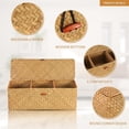 thumbnail image 5 of Wicker Shelf Baskets with Lid, Wicker Basket for Storage,Rectangular Woven Baskets Boxes 3-Section Home Decor Organizer (Orange), 5 of 7