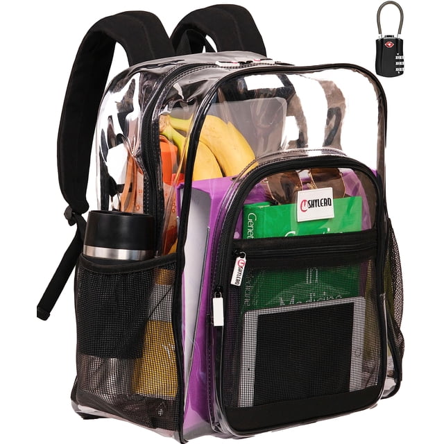 Mochila SHYLERO Clear X-Large 32L con cierre TSA - Negra