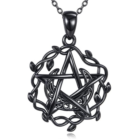 XATENJE Pentagram Necklace 925 Sterling Silver Pentacle Wiccan Pendant Pagan Wiccan Jewelry Gifts for Women Men