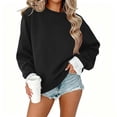 thumbnail image 2 of Gamivast Women's Oversized Sweatshirt Crewneck Drop Shoulder Pullover Sweatshirts with Ruffle Cuffs Long Sleeve Pullover Fall Winter Fashion Outfits Black L, 2 of 7