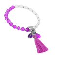 thumbnail image 1 of s con de turquesa de de amor Blanco + púrpura Zulema Pulseras del grano de la borla, 1 of 6