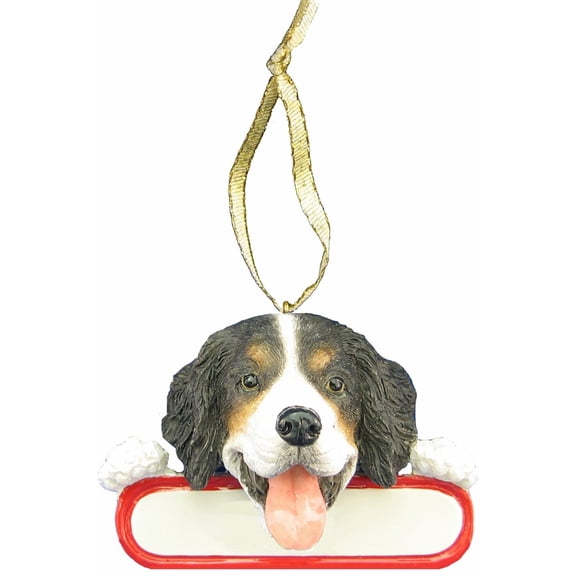 Bernese Mountain Dog Ornament "Santa's Pals" With Name Plate