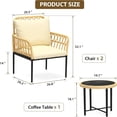 thumbnail image 2 of 3-piece rattan patio chaise lounges featuring beige cushions, 2 of 6