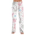thumbnail image 4 of KHONTS Easter Egg Pajamas Pants for Women Cute Bunny Printed Elastic Waist Sleeppants Lightweight Homewear Stretchy Trousers 04-White XL, 4 of 7