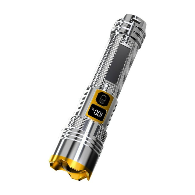 Super Bright Led Flashlight, 8-Core White Laser Beam, Portable Rechargeable Torch, For Outdoor Camping, Home Emergency Use, 3.1X8.1Cm Compact Size, Multiple Light Modes