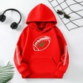 thumbnail image 4 of Toddler Kids Hooded Sweatshirt Girls Pullover Football Print Casual Warm Lined Hoodie Clothing Watermelon Red Size 3-4T, 4 of 4