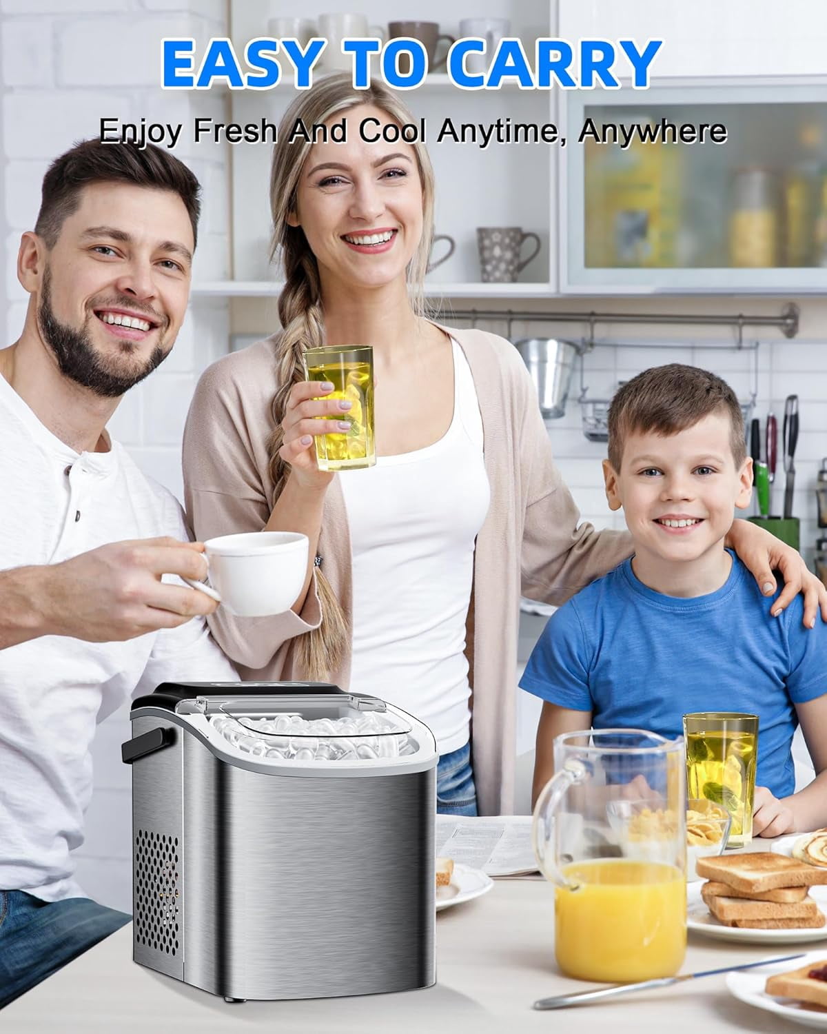 Portable Countertop Ice Maker  26lbs/24H, Quiet -Cleaning Cubes in 9PCS/7Min with Scoop for  Party