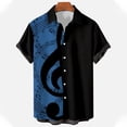 thumbnail image 4 of Telankuip Men's Tropical Musical Note Print Short Sleeve Shirts Summer Short Sleeve Button down Beach Top Relaxed Fit Breathable Music Festival Stylish Casual Wear Navy XL, 4 of 4