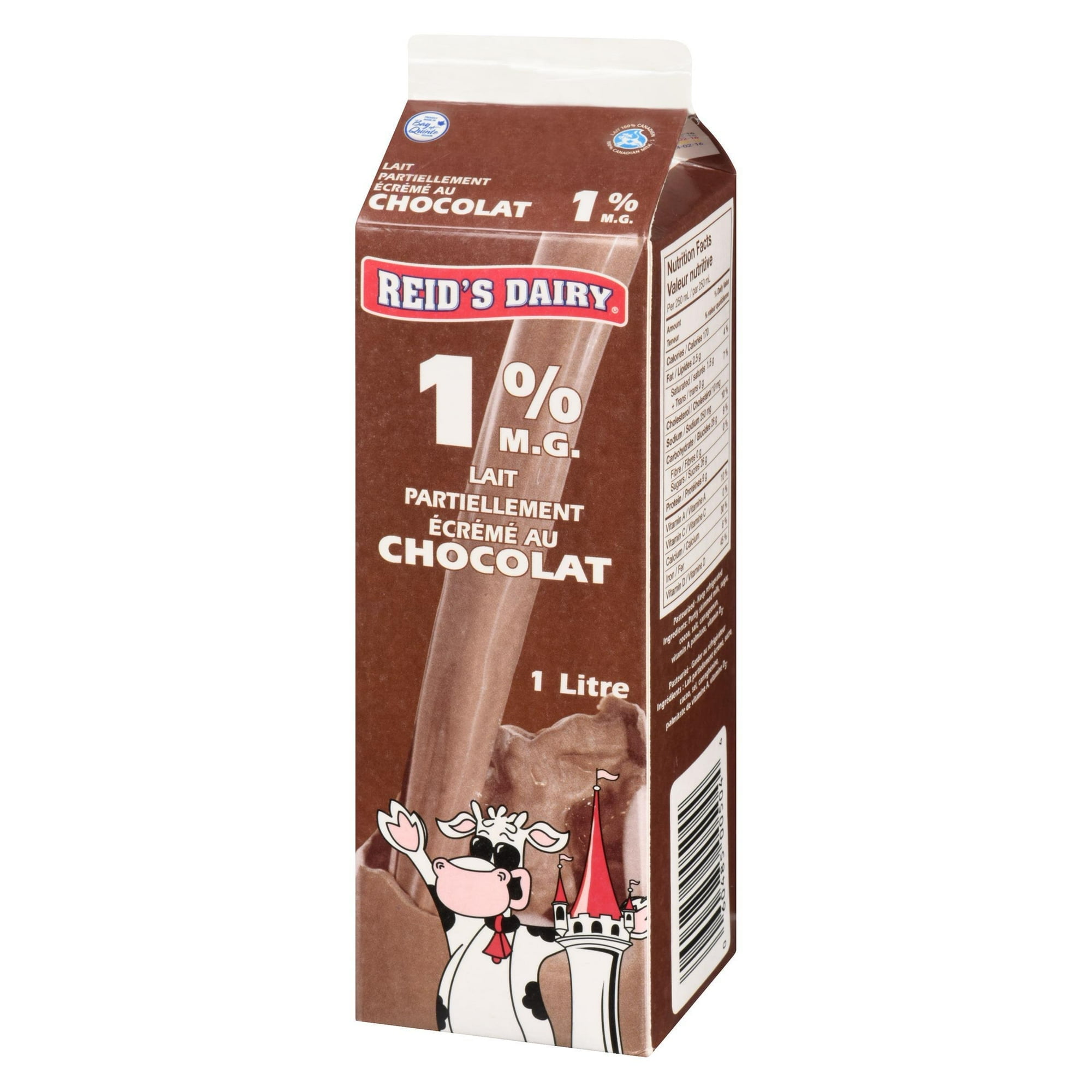 Reid's Dairy Partly Skimmed Chocolate Milk 1% M.F., 1 L