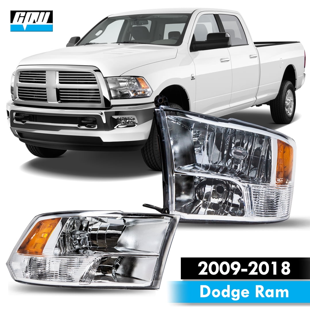 Halogen Chrome/Clear Lens Quad Style Replacement Headlights Pair Set