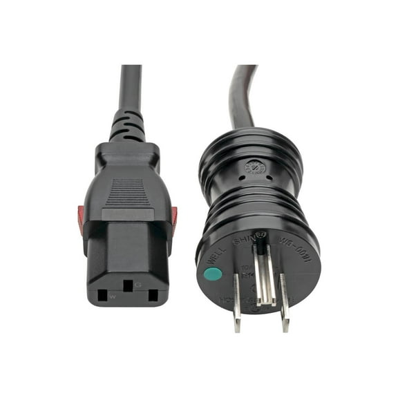 Eaton Tripp Lite Series Hospital-Grade Power Cord NEMA 5-15P to Locking IEC C13 Green Dot 10A 125V 18 AWG 15 ft. 4.57 m Black