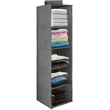 Cowin Hanging Closet Organizers and Storage, 5-Shelf Hanging Drawer for Closet, Collapsible Heavy Duty Hanging Closet Dresser for Clothes Bags Shoes Toys, Gray
