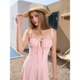 thumbnail image 7 of Pink Lace-Up Front Slit Thigh Shaping Ruched Camisole Maxi Dress, 7 of 7
