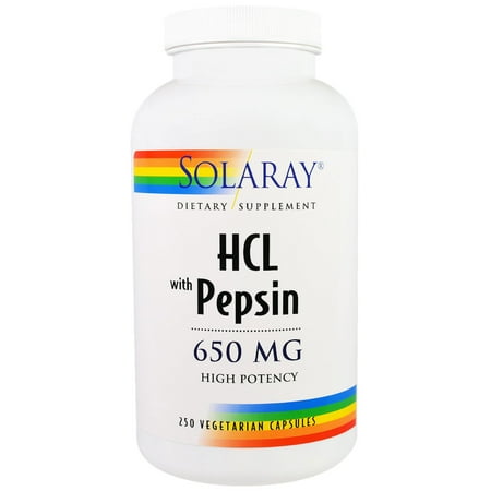 Solaray HCL with Pepsin 650 mg 250 Vegetarian Capsules