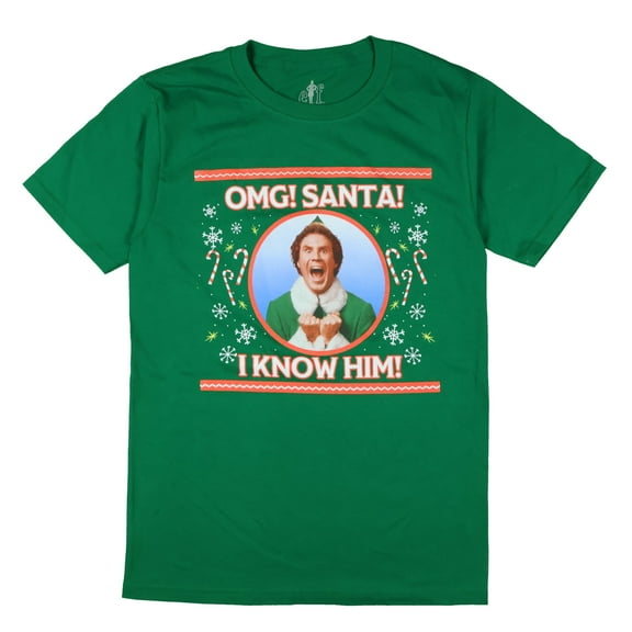 Elf Buddy T-Shirt Men's OMG Santa I know Him Holiday Adult Tee